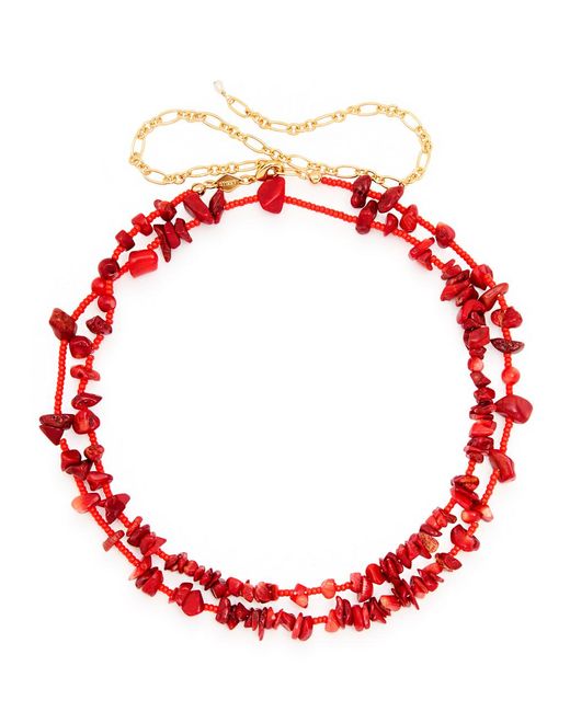 Anni Lu Red Reef Beaded 18Kt-Plated Belt