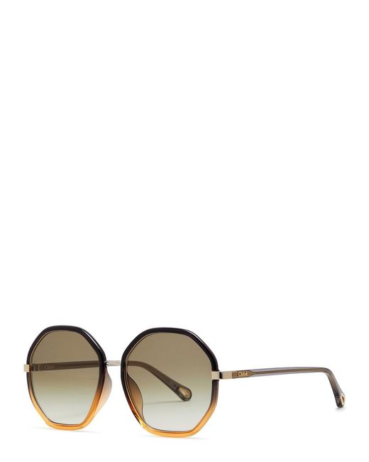 Chloé Brown Two-tone Octagon-frame Sunglasses