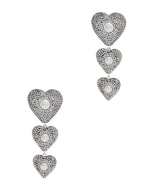 SORU White Heart Rhodium-plated Drop Earrings
