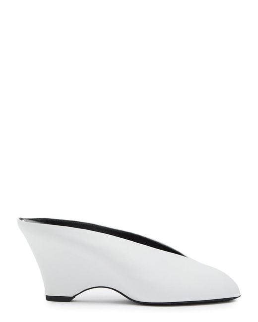 Khaite White Cloak 75 Peep-Toe Leather Mules