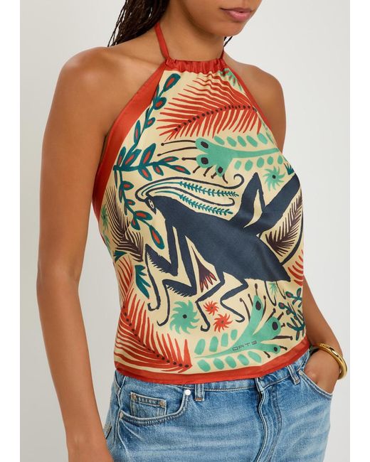 Etro Gray Printed Silk Triangle Top