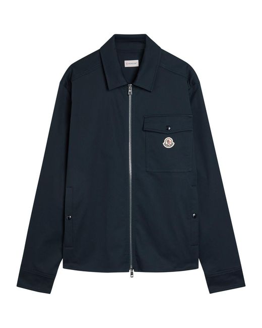 Moncler Blue Logo Stretch-Cotton Overshirt for men