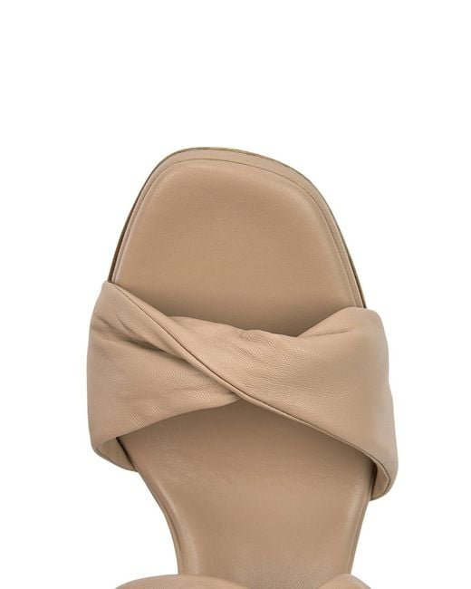 Aquazzura Natural Twist 95 Almond Leather Sandals, Sandals Size 3