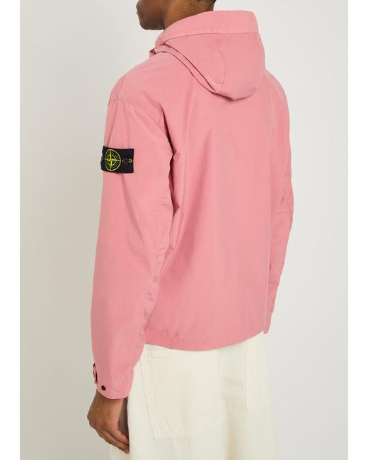 Stone Island Pink Hooded Poplin Jacket for men
