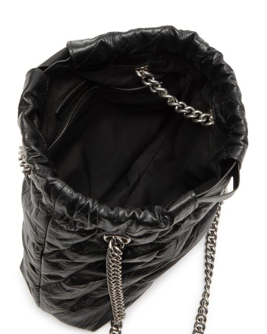 Balenciaga Black Crush Small Quilted Leather Bucket Bag