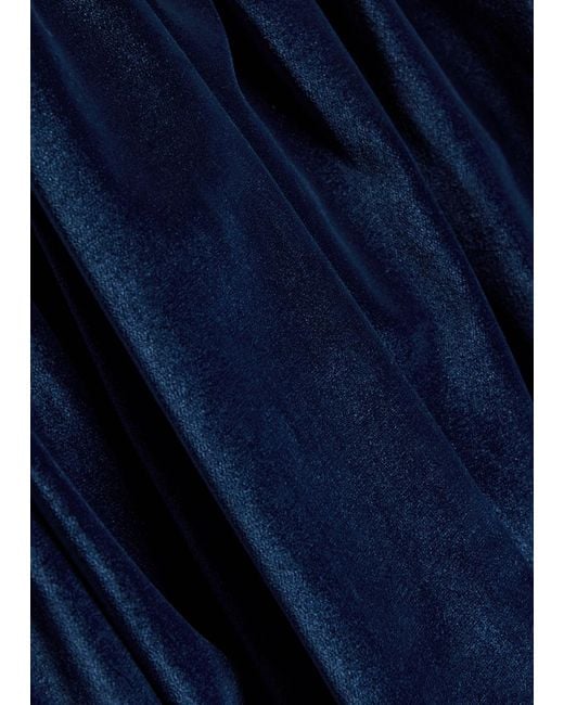 Alice + Olivia Blue Diana Structured Velvet Midi Dress