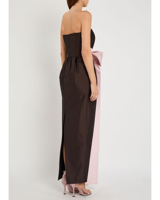 BERNADETTE Black Lina Bow-Embellished Taffeta Maxi Dress