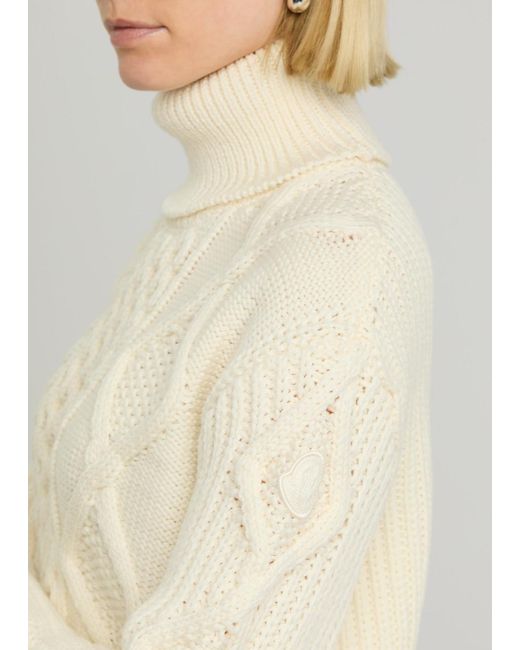 Moncler Natural Dolcevita Cable-Knit Wool Jumper