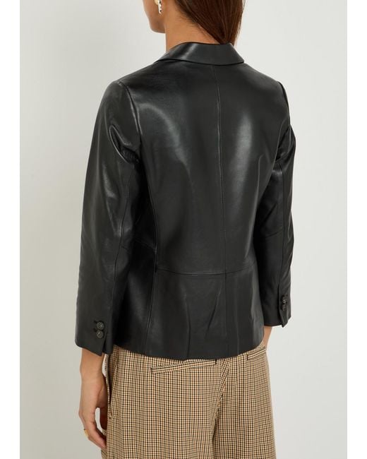 Vince Black Shrunken Leather Blazer