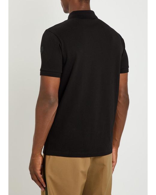 Moncler Black Logo-Appliquéd Piqué Cotton Polo Shirt for men