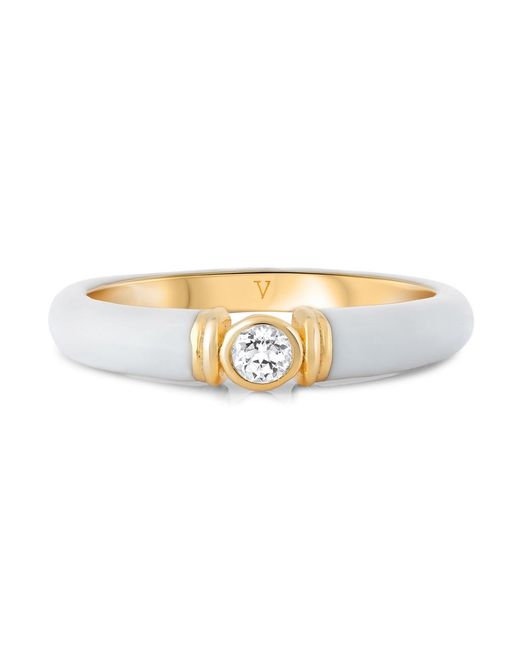 V By Laura Vann White Kiki Enamelled18kt Gold Vermeil Ring