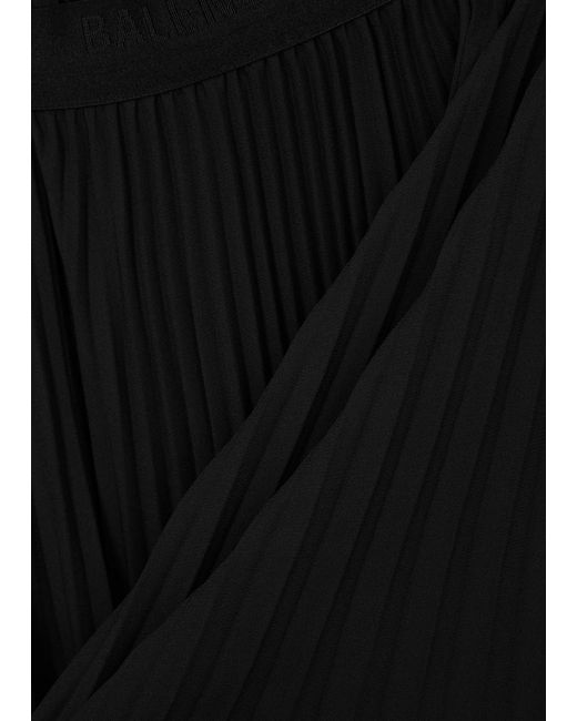 Balenciaga Black Pleated Chiffon Midi Skirt