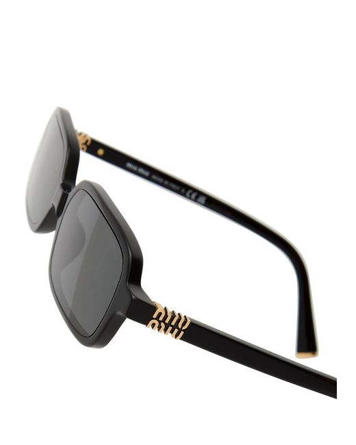 Miu Miu Black Eyewear Regard Rectangle-Frame Designer Sunglasses
