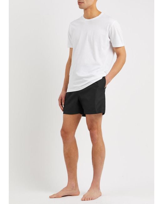 Calvin Klein Black Logo Striped Shell Swim Shorts for men
