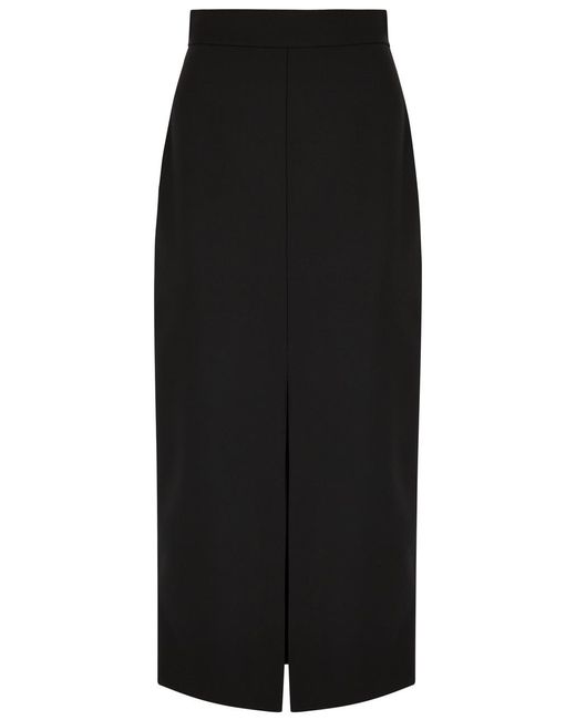 Alexander McQueen Black Split Wool Midi Skirt
