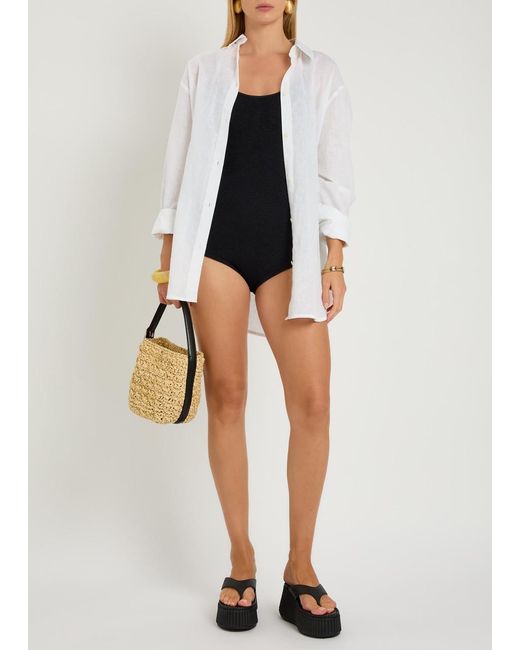 Hunza G Black Coverage Pamela Crinkle Swimsuit