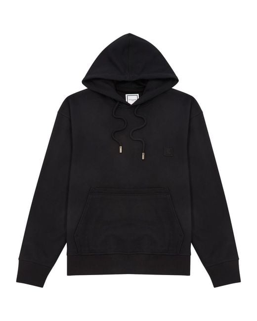 Wooyoungmi Black Logo-Embroidered Hooded Cotton Sweatshirt for men
