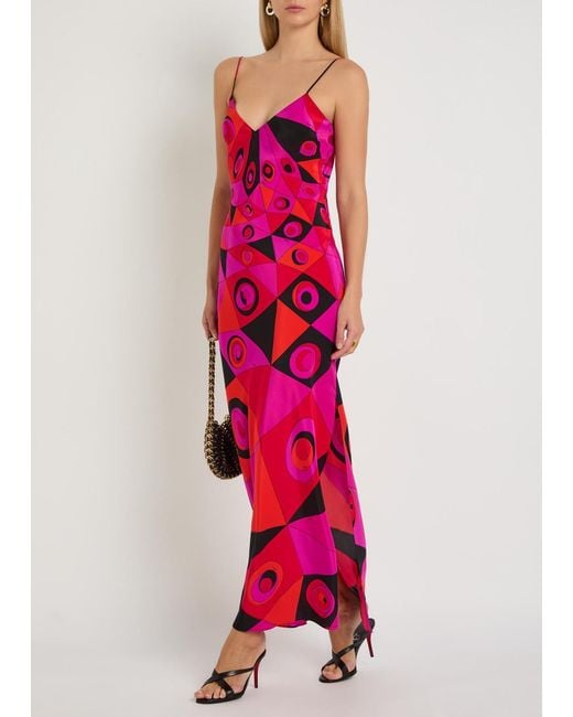 Emilio Pucci Pink Printed Silk Maxi Dress
