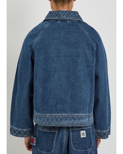 Bode Blue Embroidered Denim Jacket for men