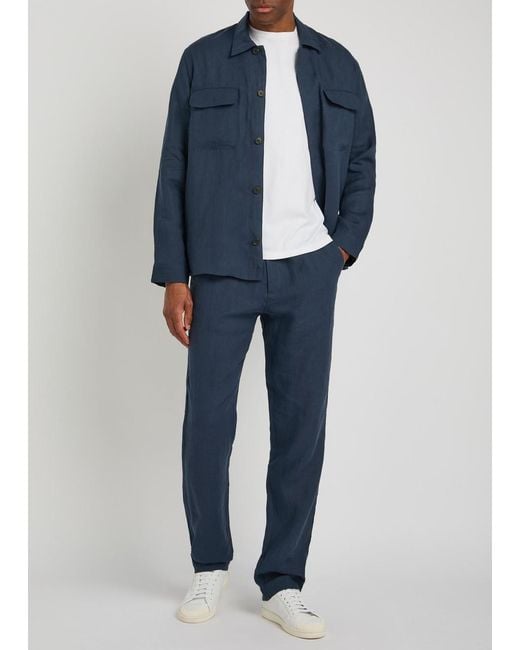Sunspel Blue Linen Overshirt for men