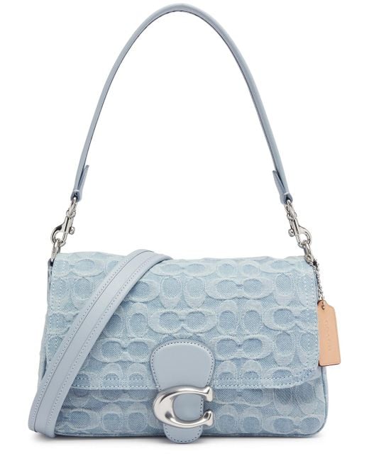 COACH Blue Soft Tabby Monogrammed Shoulder Bag