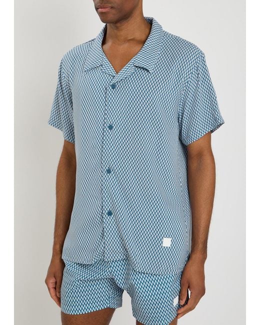 Boss Blue Beach Patterned Woven Shirt for men