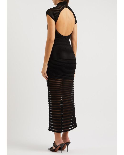 Alaïa Black Striped Knitted Gown