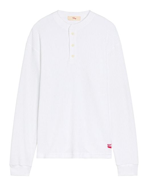 CHERRY LA White Chevron Classic Waffle Henley T-Shirt for men