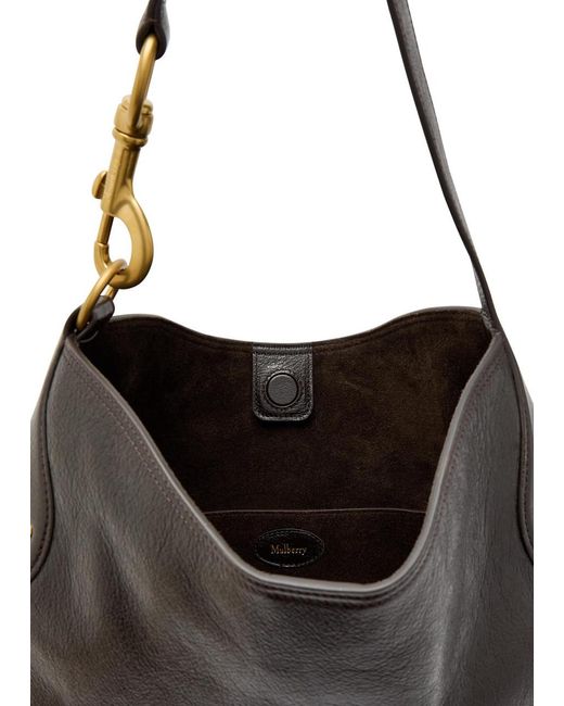 Mulberry Black Hackney Glossed Grained Leather Shoulder Bag