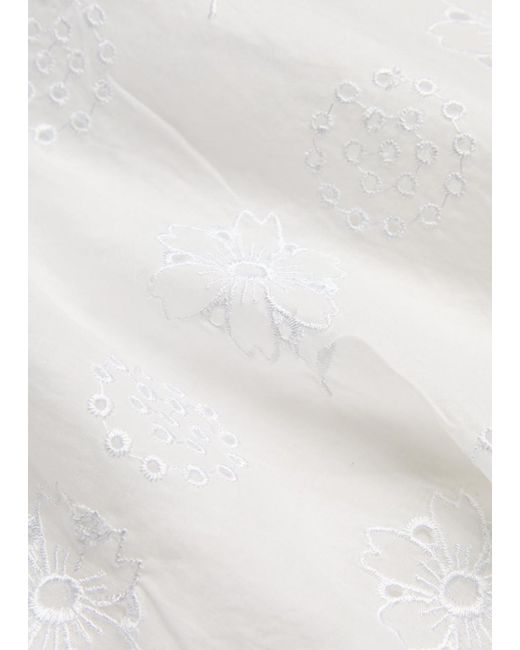 Thierry Colson White Venetia Embroidered Cotton Midi Shirt Dress