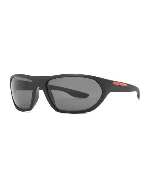 Prada Linea Rossa Black Matte Angular-frame Sunglasses