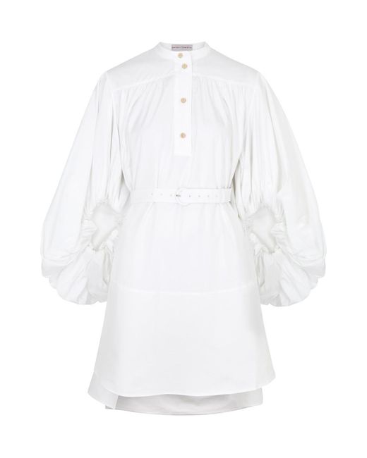 Palmer//Harding White Tender Cotton-Poplin Mini Dress