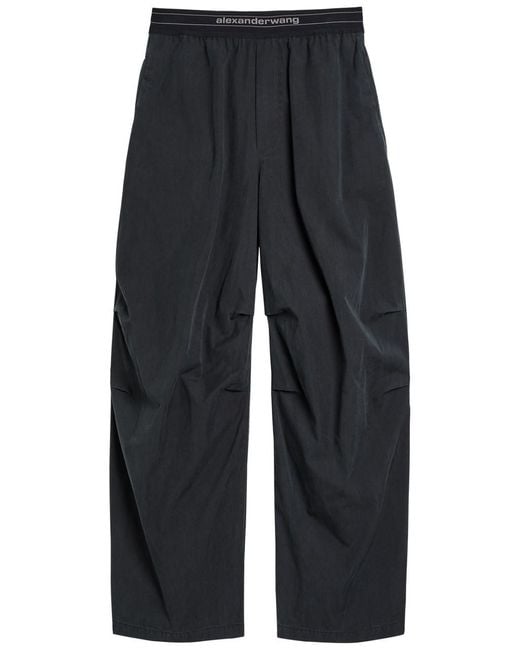 Alexander Wang Blue Logo Gathered Wide-Leg Trousers