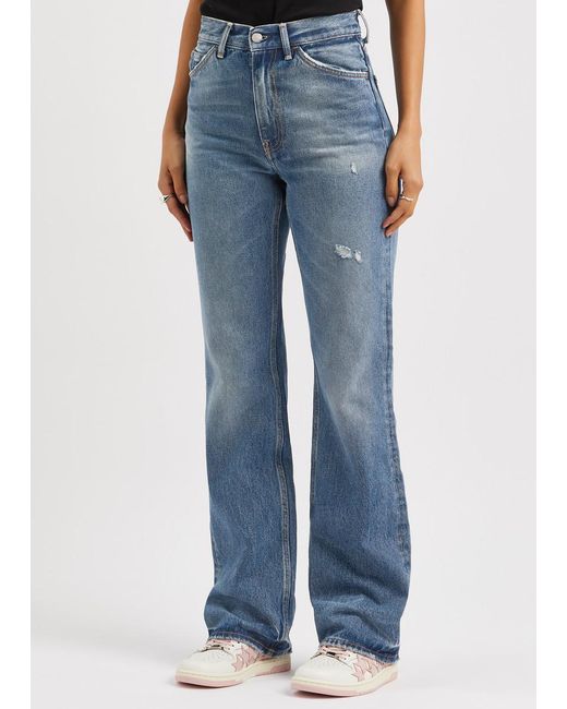 Acne Blue Distressed Flared-Leg Jeans