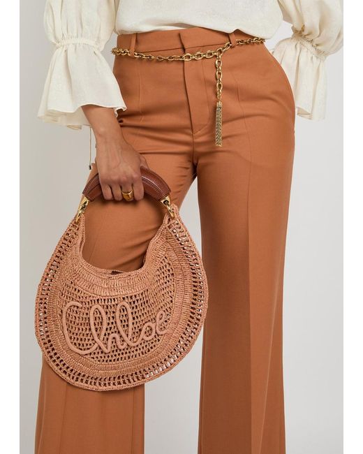Chloé Brown Flared-Leg Wool Trousers