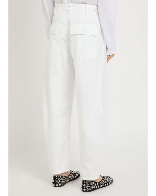 Polo Ralph Lauren White Barrel-Leg Cotton Trousers