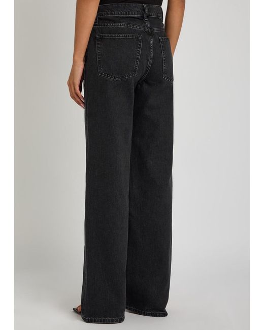 Anine Bing Black Hugh Wide-Leg Jeans