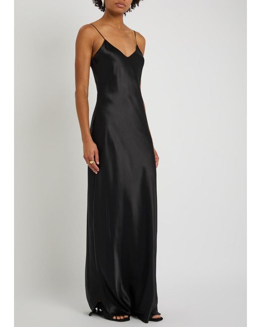 Nili Lotan Black Cami 100% Silk Designer V-Neck Gown Uk14