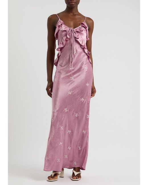 damson madder pink bow dress Damson Madder Rebecca Bow Back Dress In Pink - 60% Off
