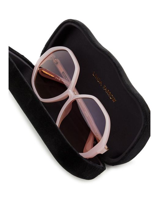 Linda Farrow Pink Paloma Oversized Round-frame Sunglasses