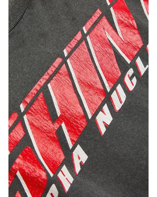 SAINT Mxxxxxx Gray Alpha Nucleus Printed Distressed Cotton T-Shirt for men