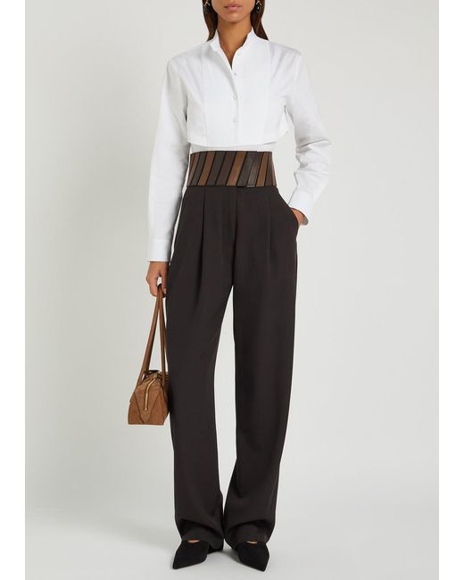 Alaïa Black Panelled Belted Wool Trousers