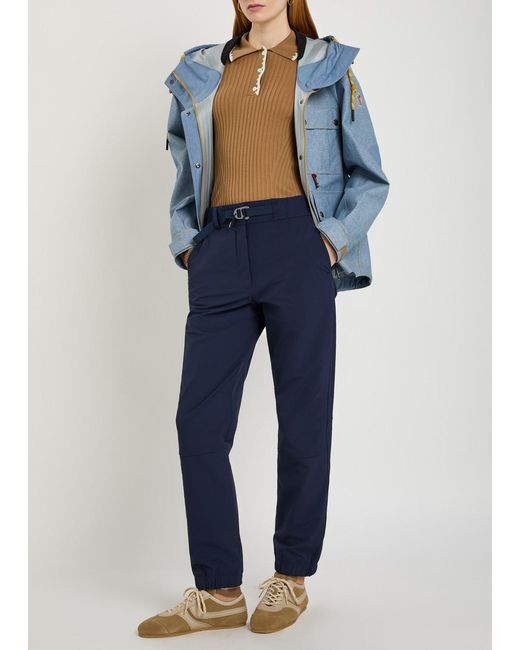 Moncler Blue Logo-Appliquéd Stretch-Polyamide Trousers