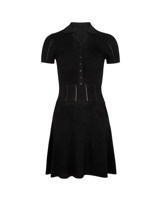 Jacquemus Black La Mini Robe Yauco Knitted Polo Mini Dress