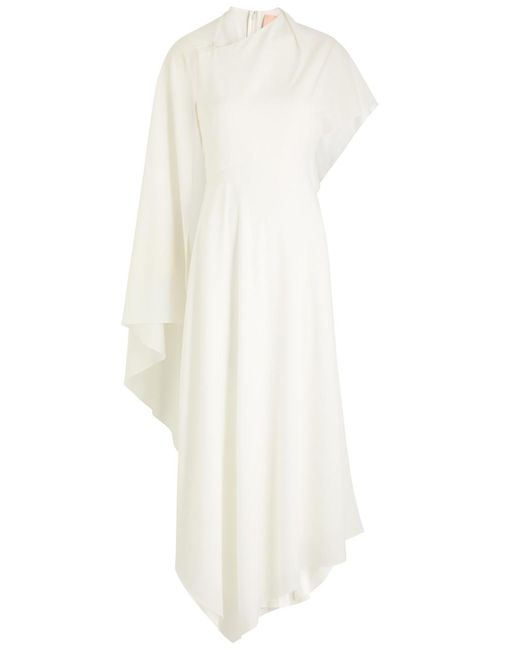 Roksanda White Pascale Cape-Effect Draped Maxi Dress