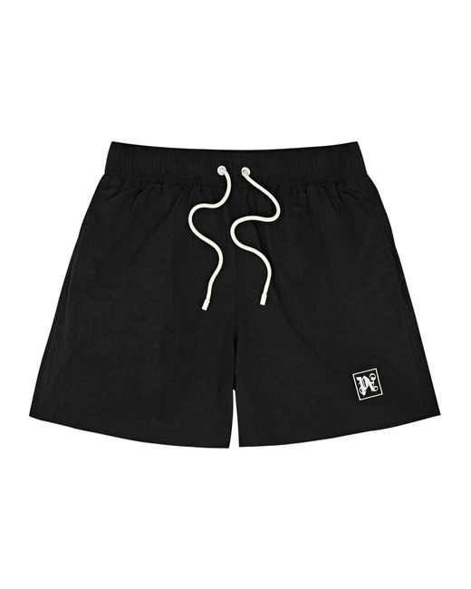 Palm Angels Black Logo Shell Swim Shorts for men