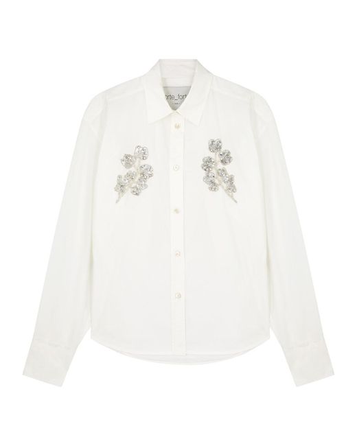 Forte Forte White Forte_forte Crystal-embellished Cotton-poplin Shirt