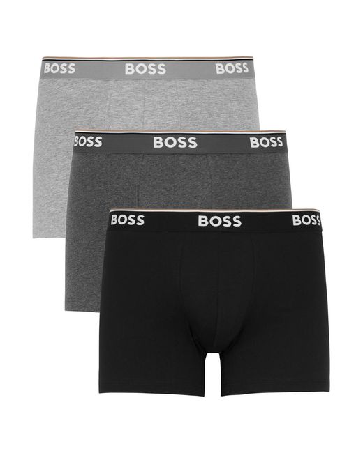 Boss Gray Stretch-cotton Boxer Briefs for men