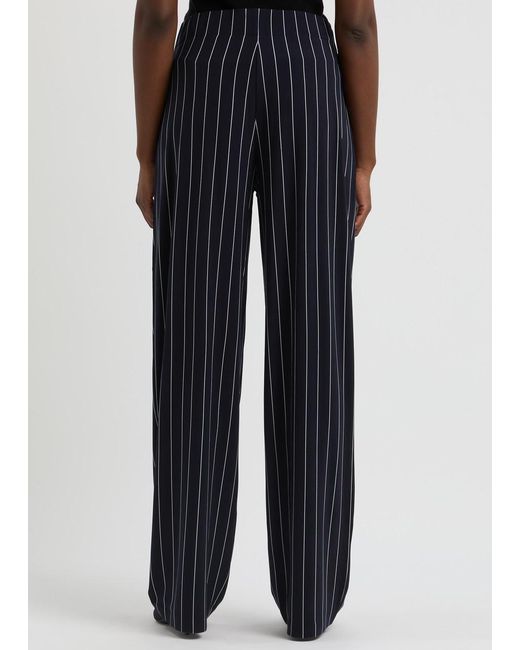 Norma Kamali Blue Striped Stretch-Jersey Trousers