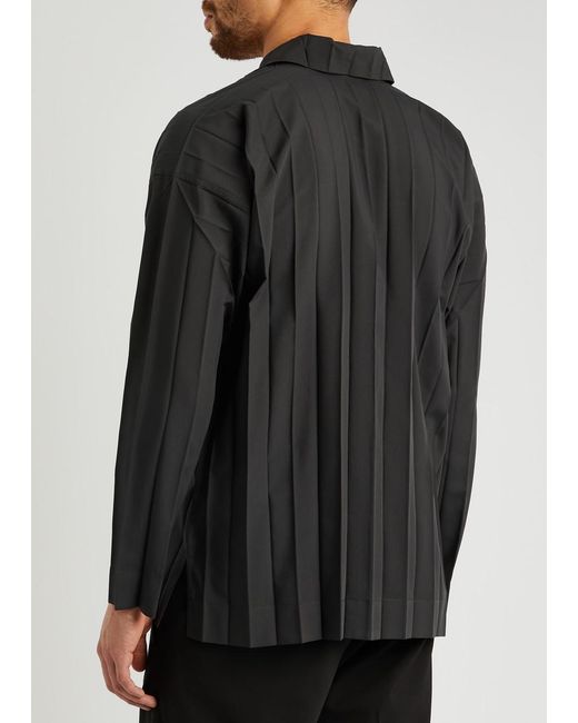 Homme Plissé Issey Miyake Gray Pleated Woven Shirt for men
